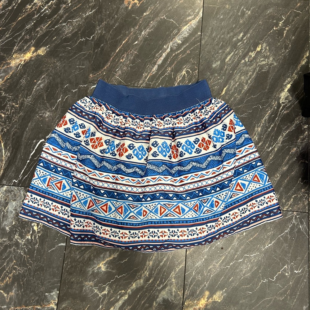 Forever 21 Blue and White Patterned Mini Skirt